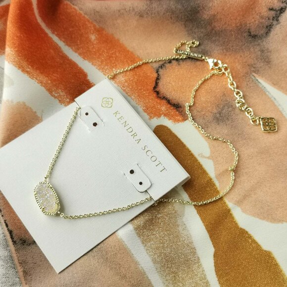 Kendra Scott - Elisa - Gold Iridescent Drusy Pendant Necklace - Picture 3 of 3